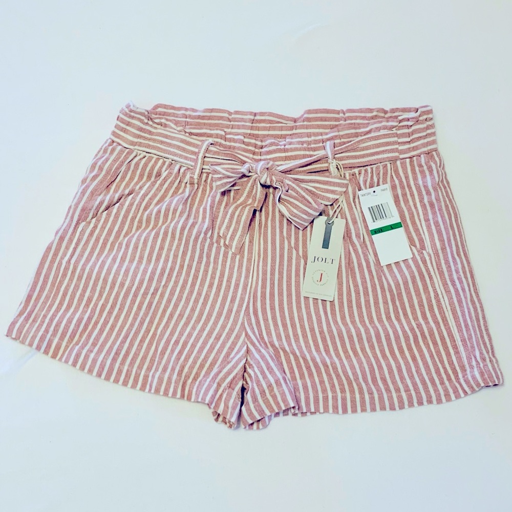 Linen salmon high waisted shorts